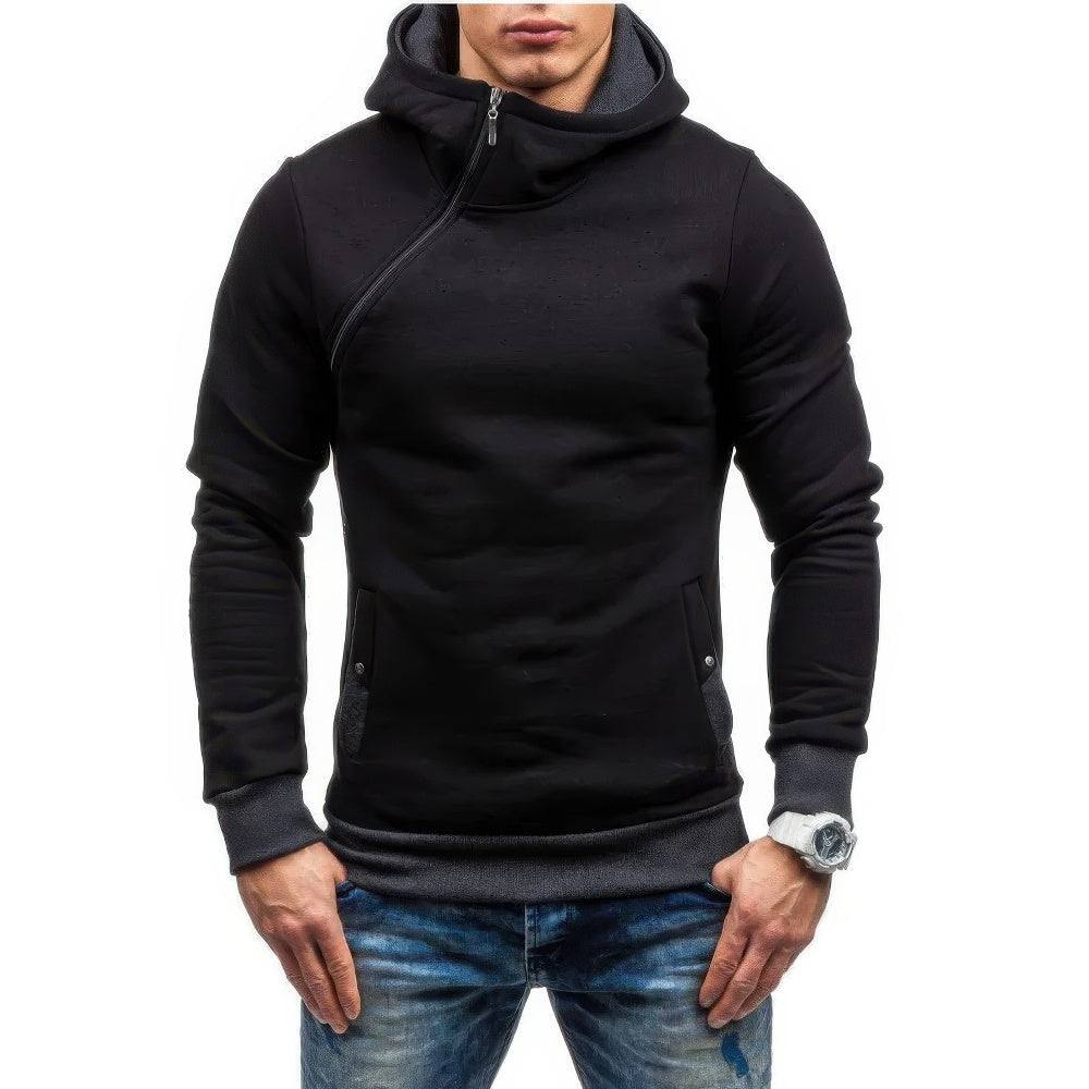 Heren Slim Trui Diagonale Rits Hoodie