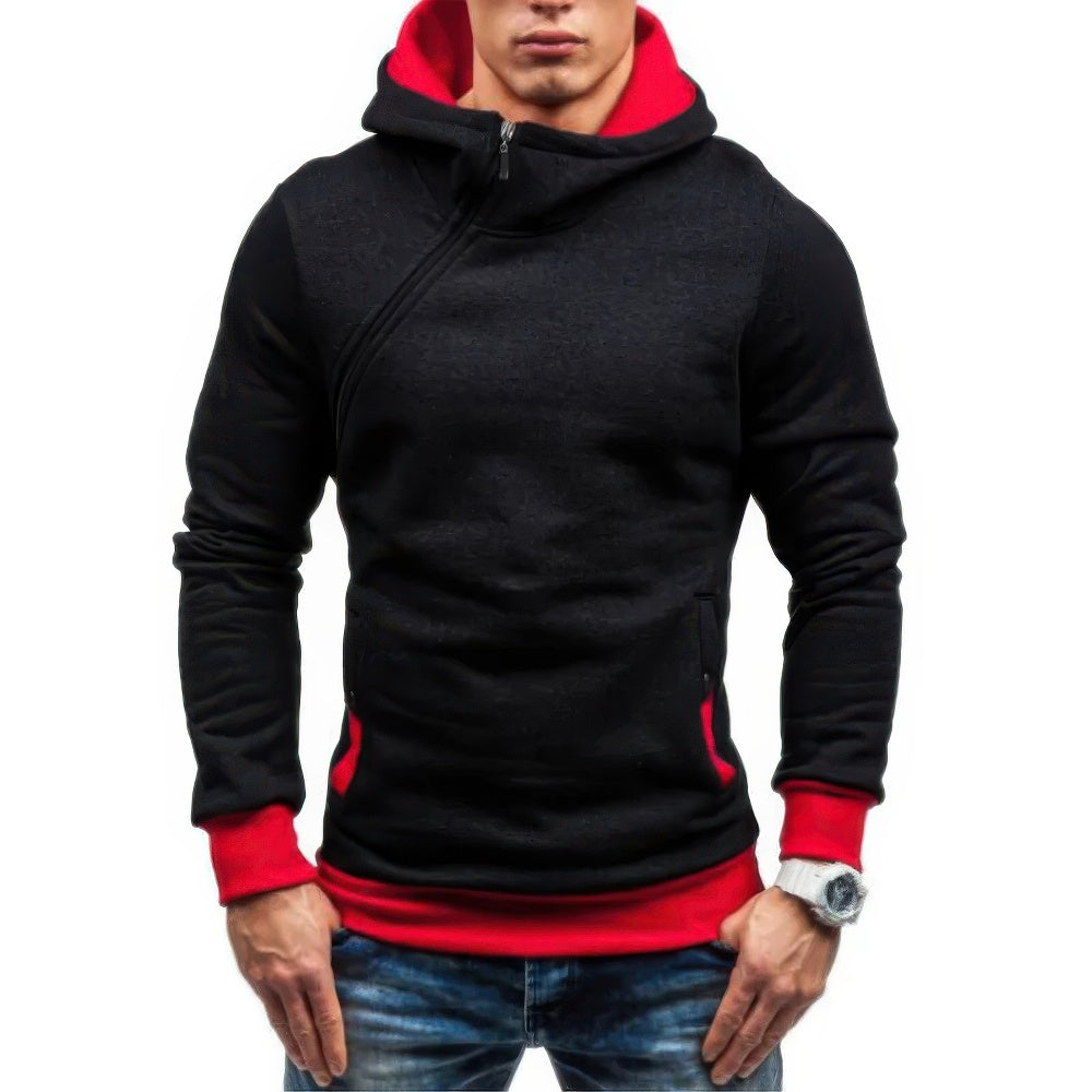 Heren Slim Trui Diagonale Rits Hoodie