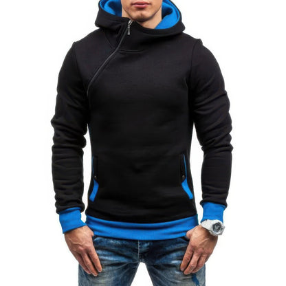 Heren Slim Trui Diagonale Rits Hoodie