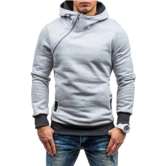 Heren Slim Trui Diagonale Rits Hoodie