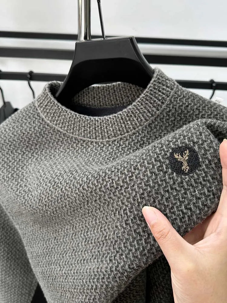 Trendy fleece sweater met ronde hals