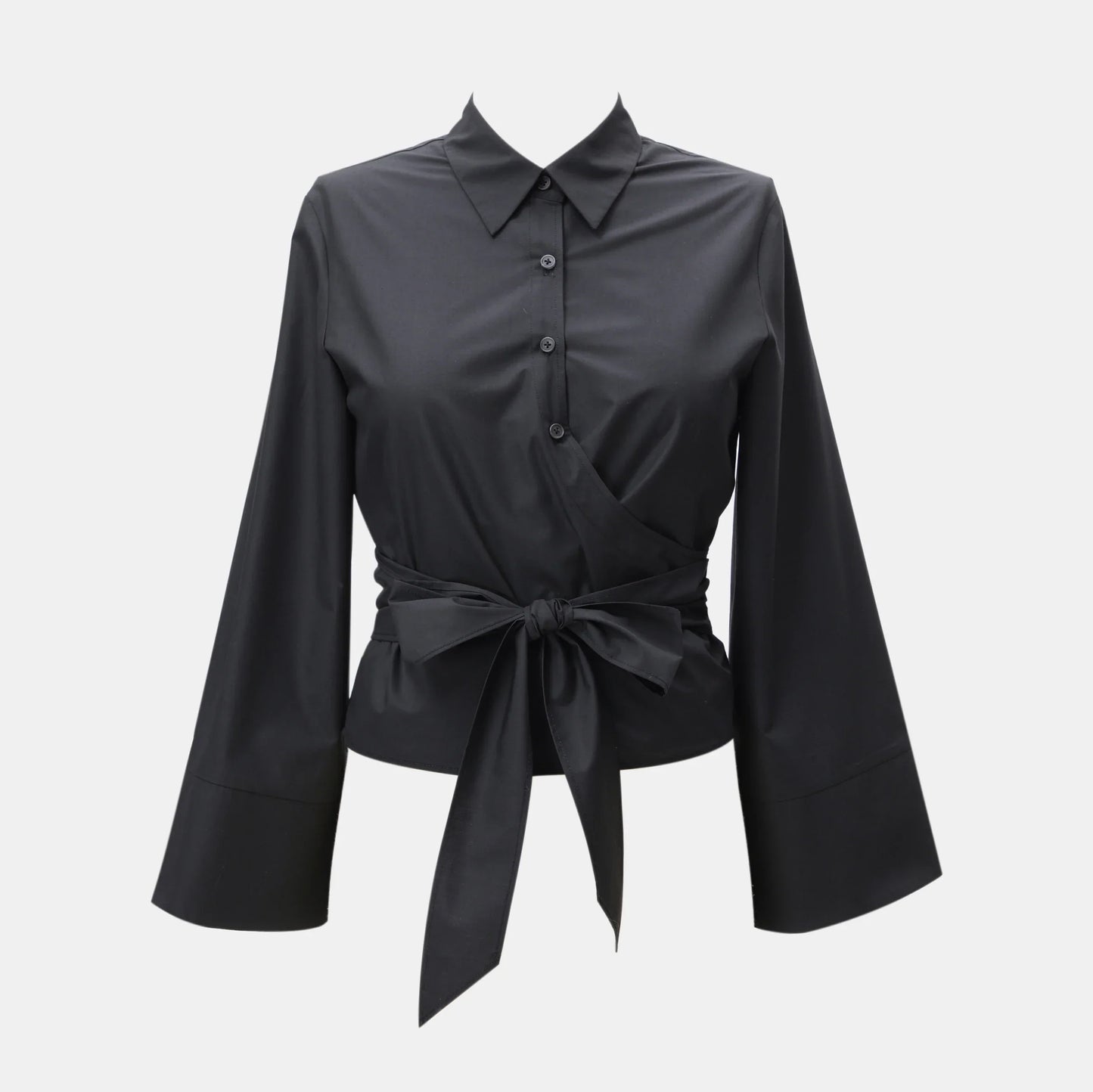 Onni | Trendy women's shirt with polo neck and bow closure