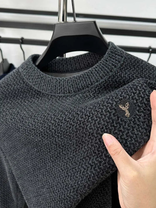 Trendy fleece sweater met ronde hals