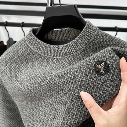 Trendy fleece sweater met ronde hals