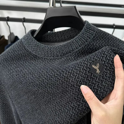 Trendy fleece sweater met ronde hals